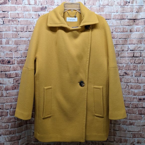 Calvin Klein Wool Blend Coat in Gold Size M - Picture 5 of 13